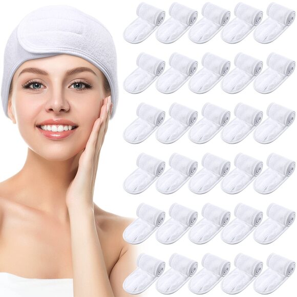 3544 30 Pack Spa Headband Facial Esthetician Hair Wrap Adjustable Makeup main image 6